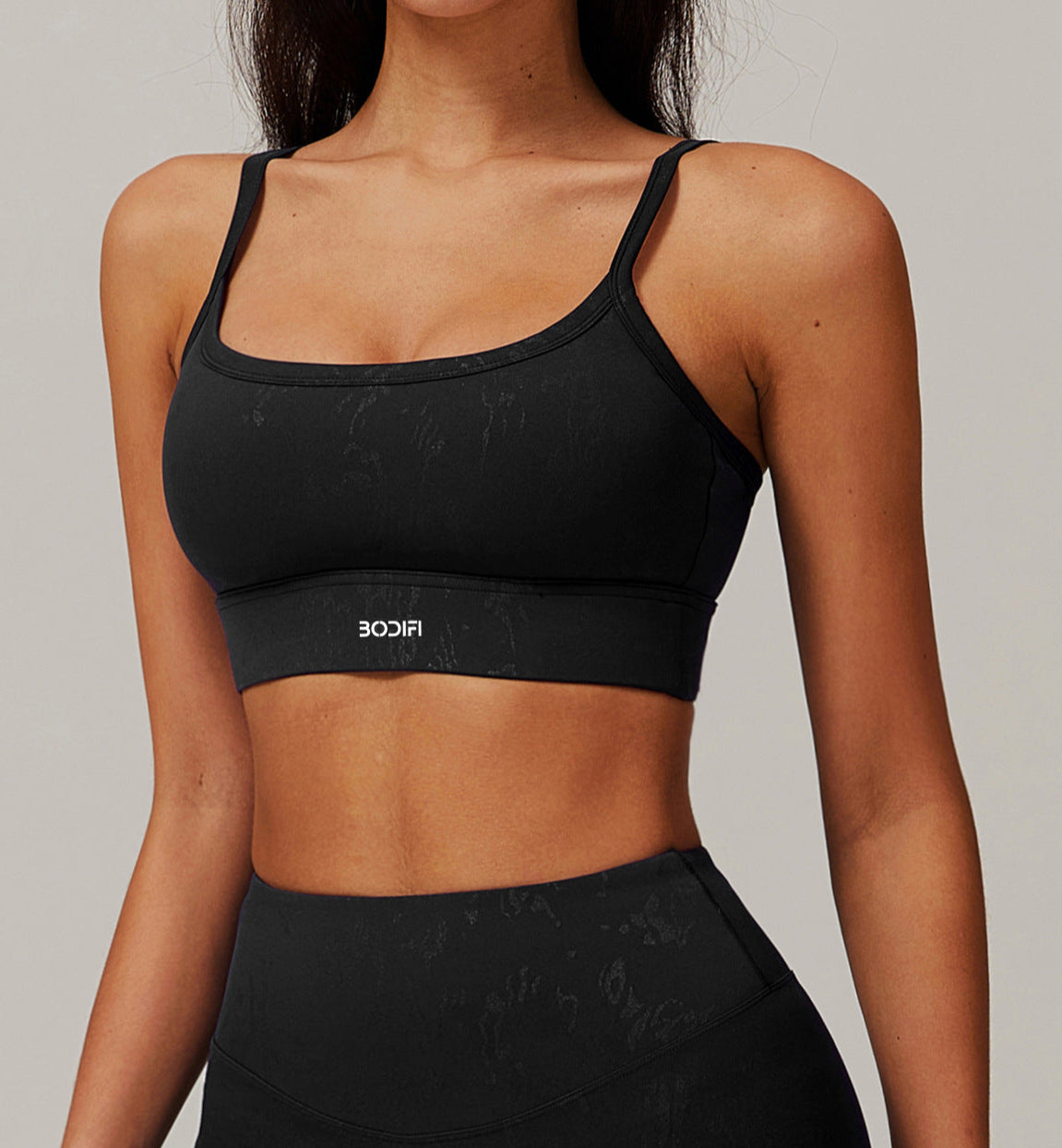 Shadow Noir Print Sports Bra