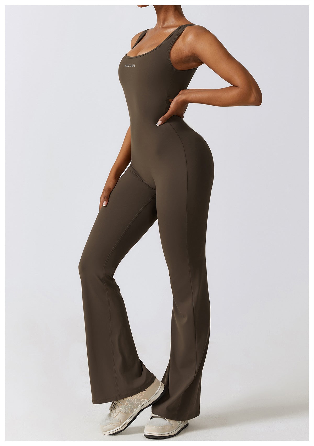 Mocha Luxe Low-Back Jumpsuit