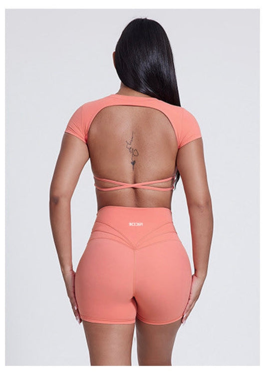 Peach Parfait Open-Back Crop Top